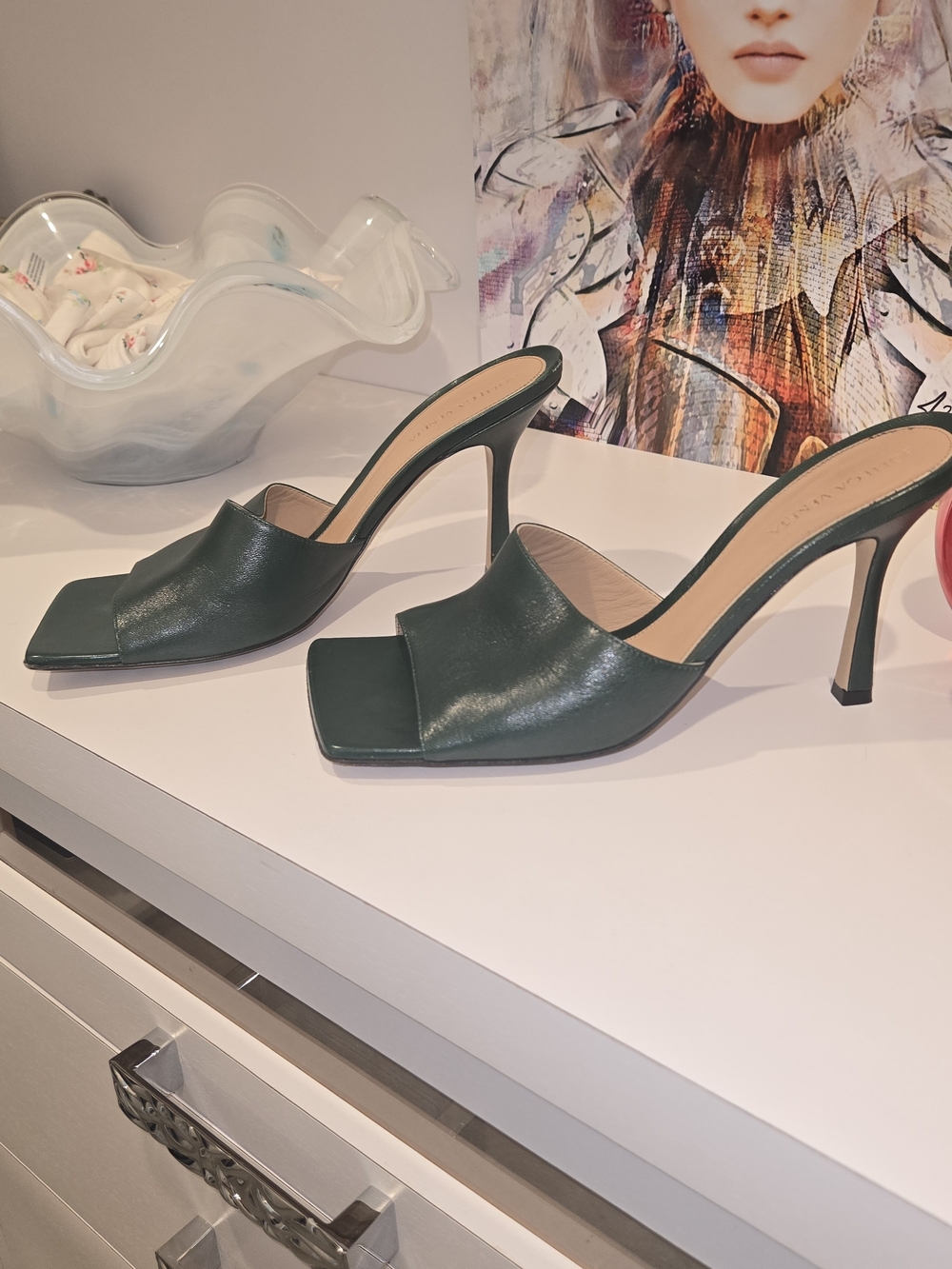 Bottega Veneta Stretch Leather Mules Dark Green - Picture 2 of 5
